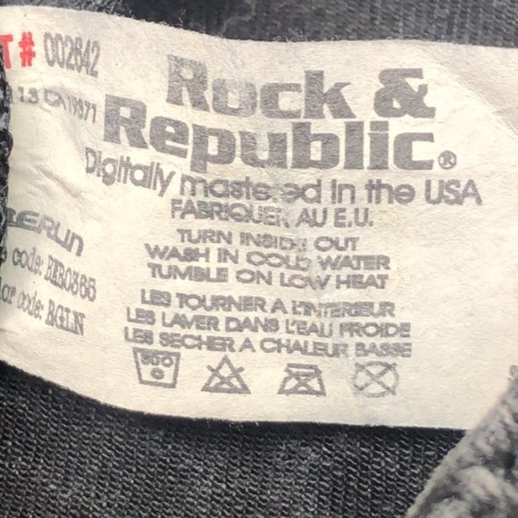 RARE ROCK & REPUBLIC BERLIN SKINNY JEANS 25x34 BLACKWASH MADE IN USA 🇺🇸 - Picture 11 of 14
